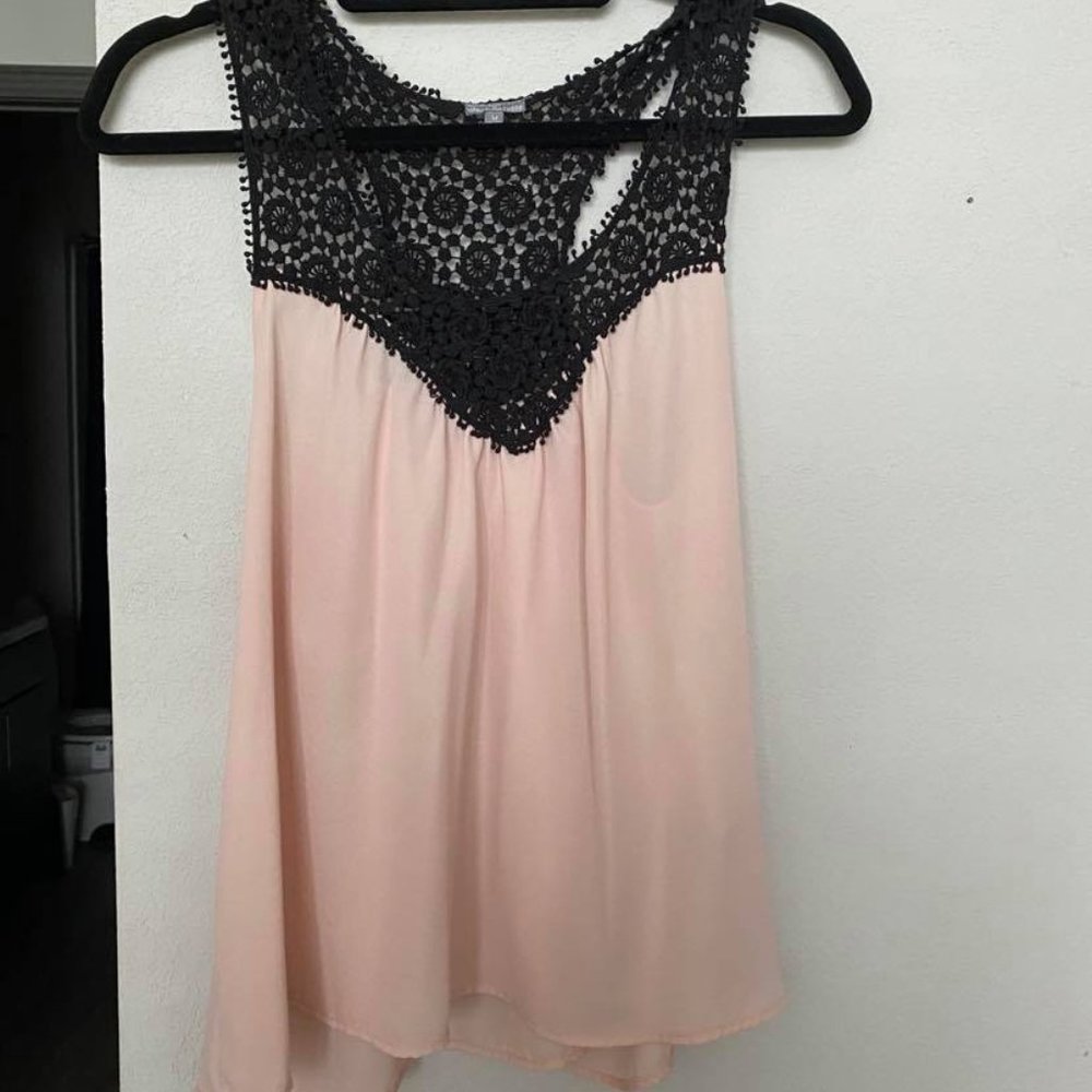 Black and Salmon/Pink Summer Top